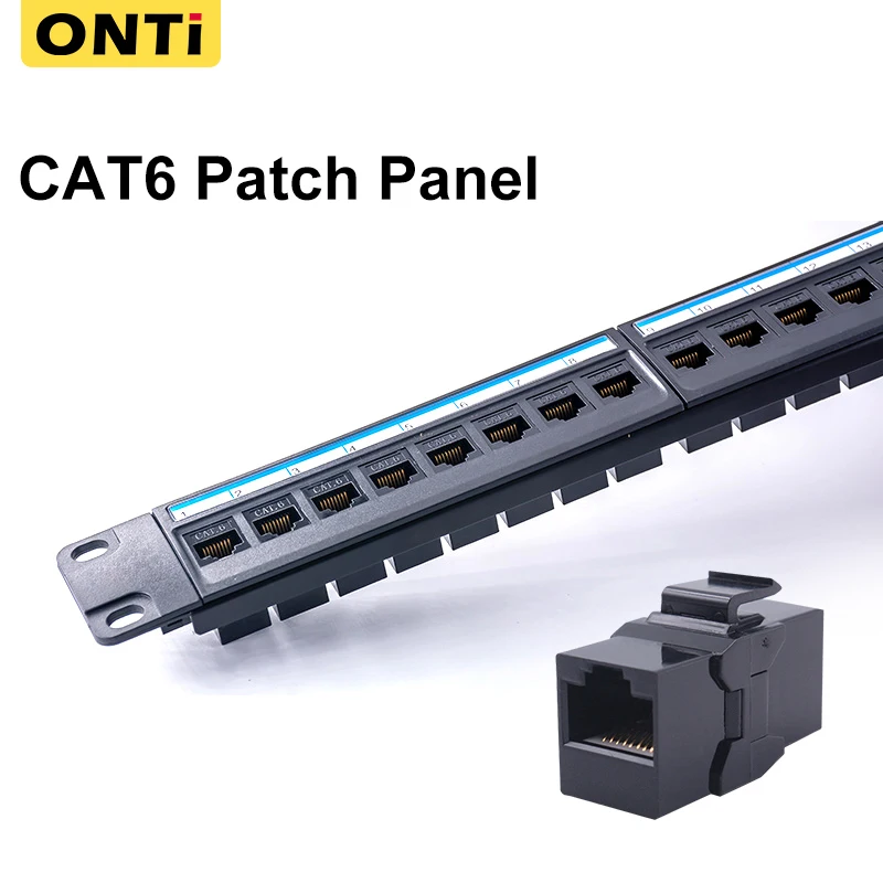 커플러 패치 패널을 통한 24 포트 CAT6 RJ45 네트워크 케이블, 백 바 랙 마운트 CAT6A UTP 키스톤 잭 포함, 19..