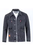 Spring Autumn Loose Men's Denim Jaet Casual Wear Resistant Long Sve Button Decoration Classic Collar Workwear Jaet