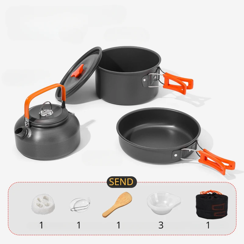 

Camping Cookware Set Outdoor Pot Tableware Kit Cooking Water Kettle Pan Travel Cutlery Utensils Hiking Picnic Equipment