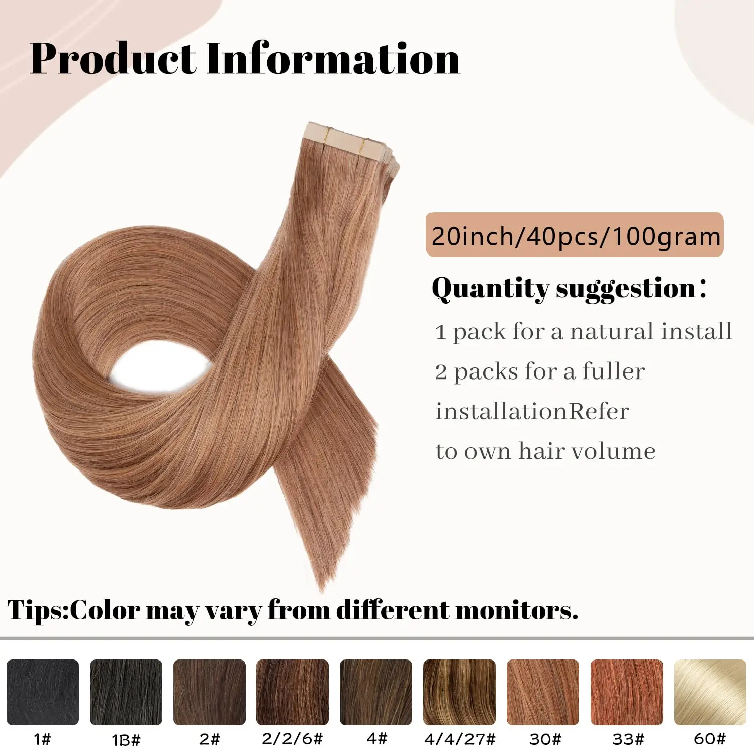 여성용 진짜 천연 브라질 레미 헤어 스트레이트, 머리 연장, 30 인치 테이프, 심리스 스킨 씨실