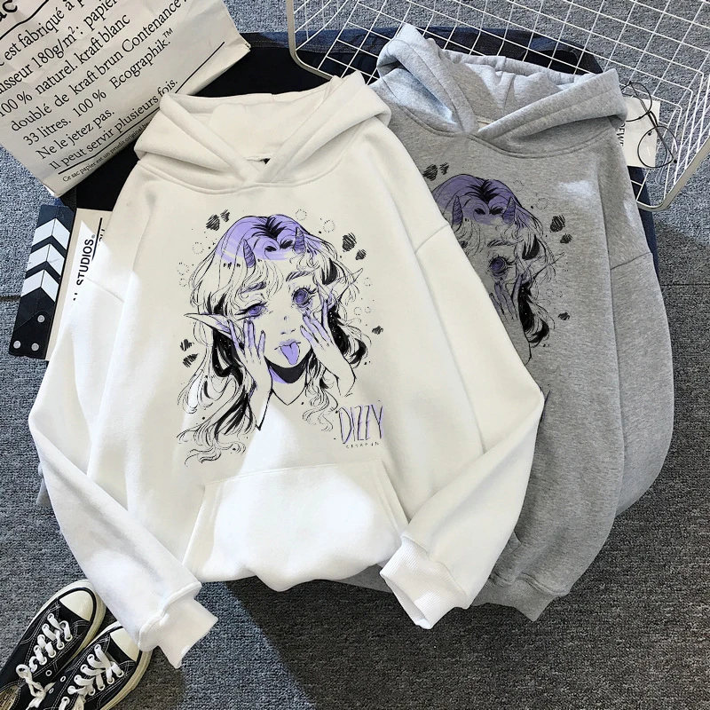 Japanese Anime Women Hoodies Manga Kawaii Retro Hoodie Sweatshirt Killua Zoldyck Harajuku Gothic Long Sleeve Pullovers Y2k Tops y2k skeleton hoodies women 2023 vrouwen gothic zwart zip up oversized sweatshirt dames retro harajuku capuchon streetwear tops