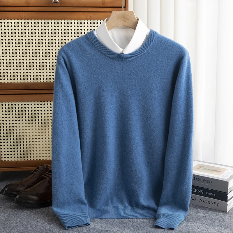 Pull sans couture col rond en laine main image 1