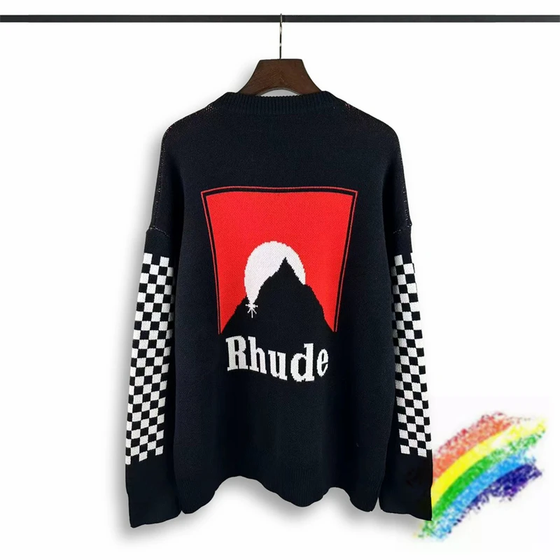 

Rhude Rh Logo Half Moon Cashew Jacquard Sweater Men Women 1:1 Best Quality Casual Sweatshirts