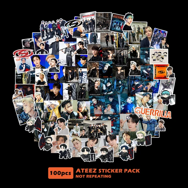100pcs/set Kpop ATEEZ Stickers THE WORLD EP.1 MOVEMENT Photo Album Sticky  Paper