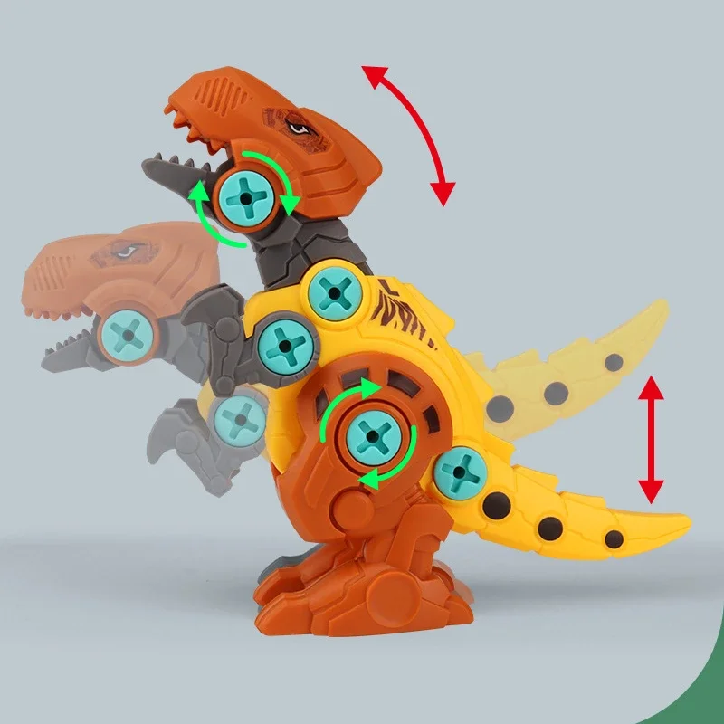 Assembled Dinosaur Disassembly Children's with Soft Projectile Ejection Screwable Dinosaur Figures Bricks Dino Toys Combination