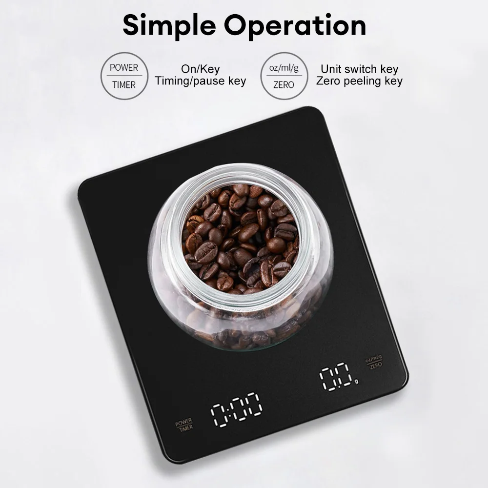 Digital Coffee Scale with Timer LED Screen Espresso USB 3kg Max.Weighing  0.1g High Precision Measures in Oz/ml/g Kitchen Scale - AliExpress
