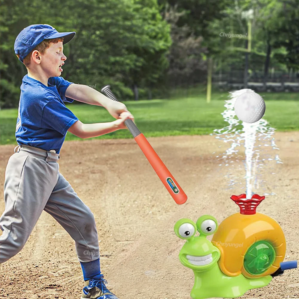 2 in 1 Water Sprinkler Baseball Toy for Kids Baseball Toy Water Game 360° Roating Spray Play for Summer Backyard Lawn Pool Party 4