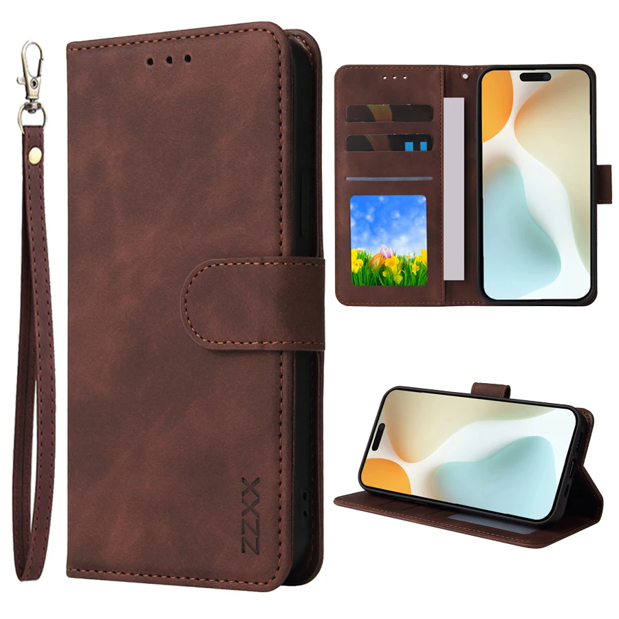 ZZXX Magnetic Flip Leather Wallet Case with Card Slot, Photo Frame, and Kickstand
