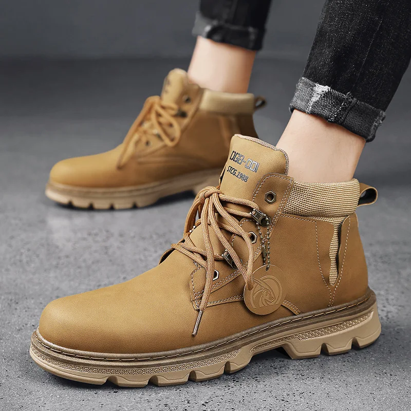 

Brand Men Boots Spring Winter High-top Trend Shoes Boots Tooling Boots Motorcycle Boots Retro Men Shoes Zapatillas Hombre