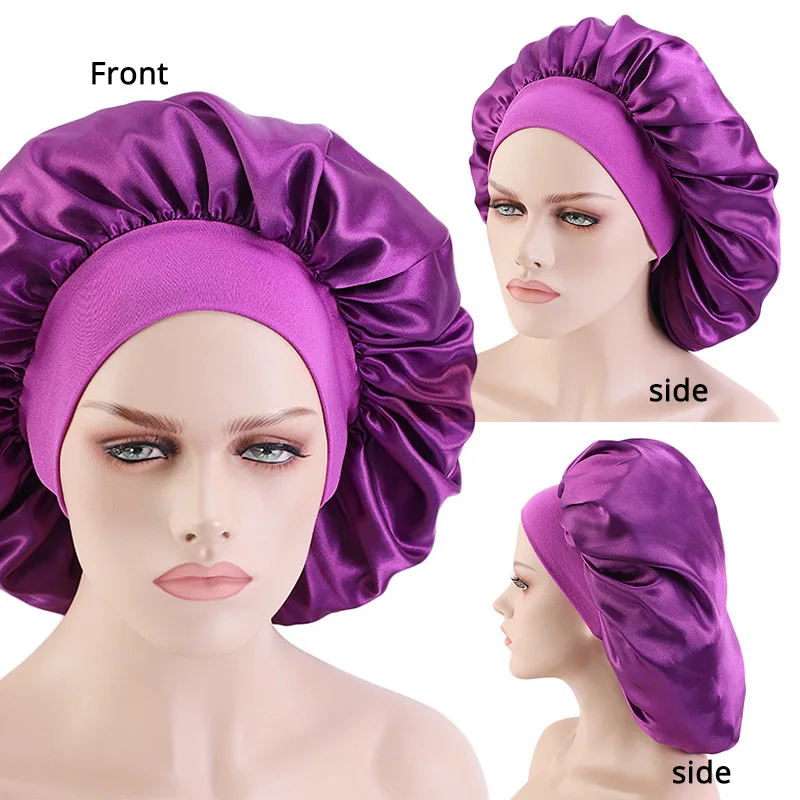 Syiyunran Cuffia In Raso Per Capelli Ricci - Morbida, Con Lacci, Protezione Notturna - Nero, 1 Pezzo, Taglia Unica 65cm - 2