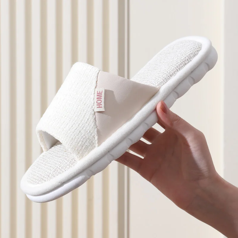 Linen slippers for men, summer outdoor wear, indoor home use, soft soled home use, cotton and linen slippers for women 3