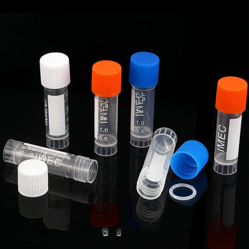 50pcs 1-10ml Mini Flat Bottom Plastic Graduated Freezing Bottle Plastic Tube Nut Cosmetic Travel Lotion Storage Container Plastic Test Tubes Mini Perfume Bottles