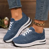 Blue Denim Platform Sneakers Women Fashion Thick Sole Lace Up Sports Shoes Woman Plus Size 43 Comfortable Casual Female Sneakers 1
