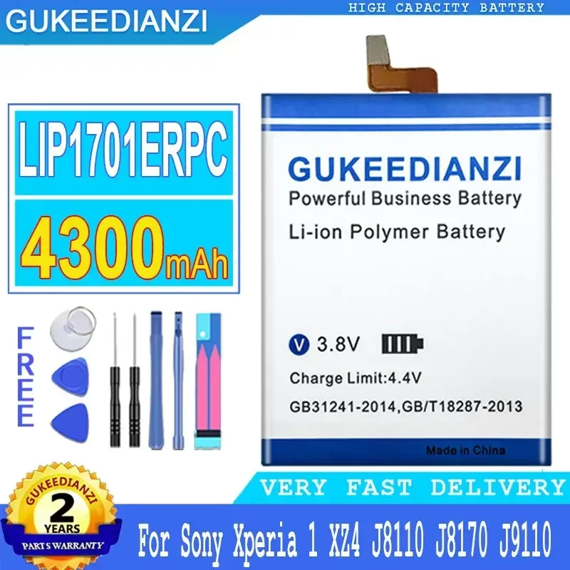 

Сменный аккумулятор GUKEEDIANZI, LIP1701ERPC, 4300 мАч, для Sony Xperia 1, для Xperia1, XZ4, J8110, J8170, J9110, J9150, для SOV40