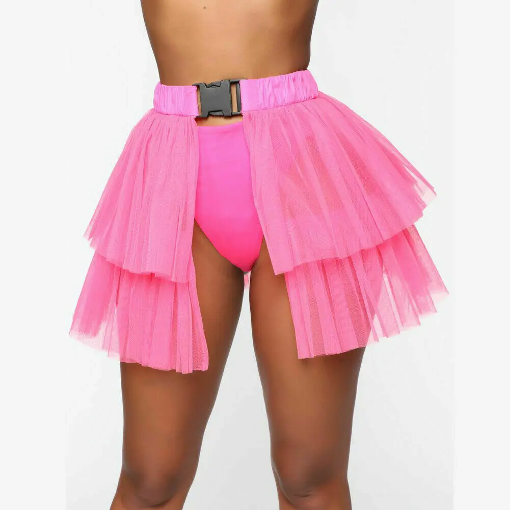 Womens Tutu Skirt Mesh Tulle High Low Bustle Skirt Dancing Petticoat Skirt Fluffy Underskirt Clubwear Party Dress 6