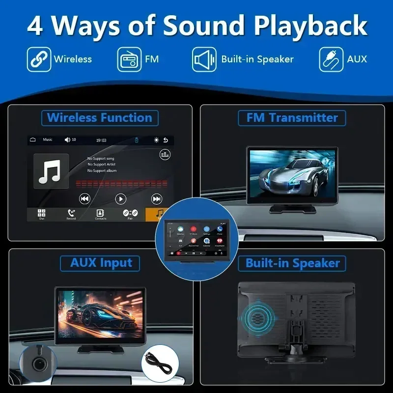 7/9/10 Inch Universal Wireless Carplay Android Auto Touch Smart Screen Multimedia Video Player Car Radio For Apple Or Android car stereo,car display,video carplay adapter,touch screen display,monitor display
