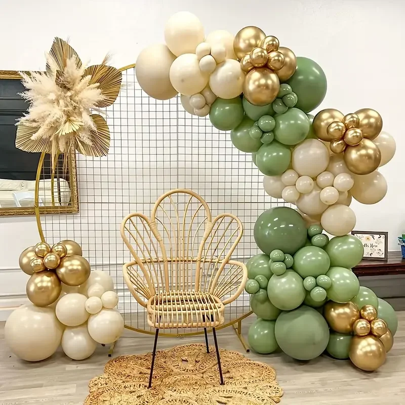 Palloncini Verde Salvia, Oro E Bianchi - 60 Pezzi 30cm Per Compleanni, Matrimoni E Feste - Foto 3