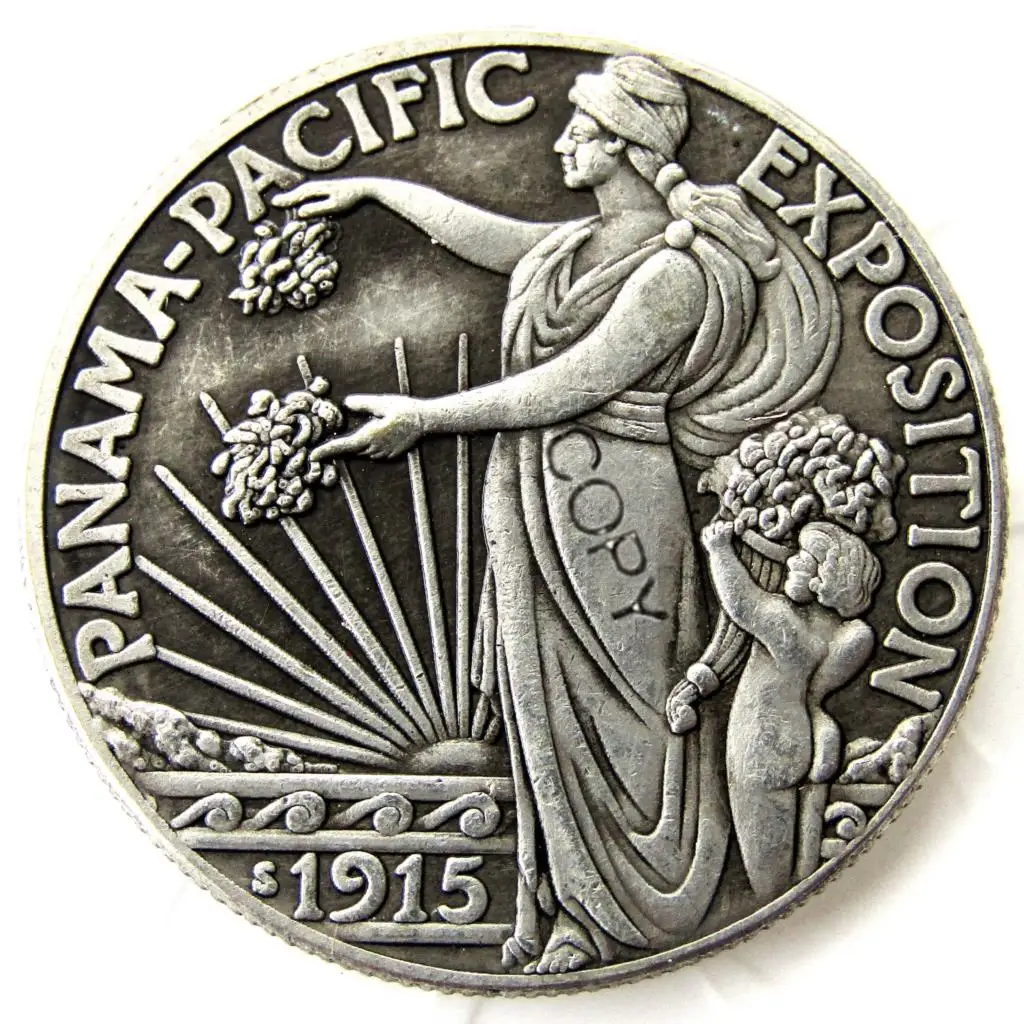 

США 1915-е годы Панама Памятная Половина доллара Посеребренная КОПИЯ монета