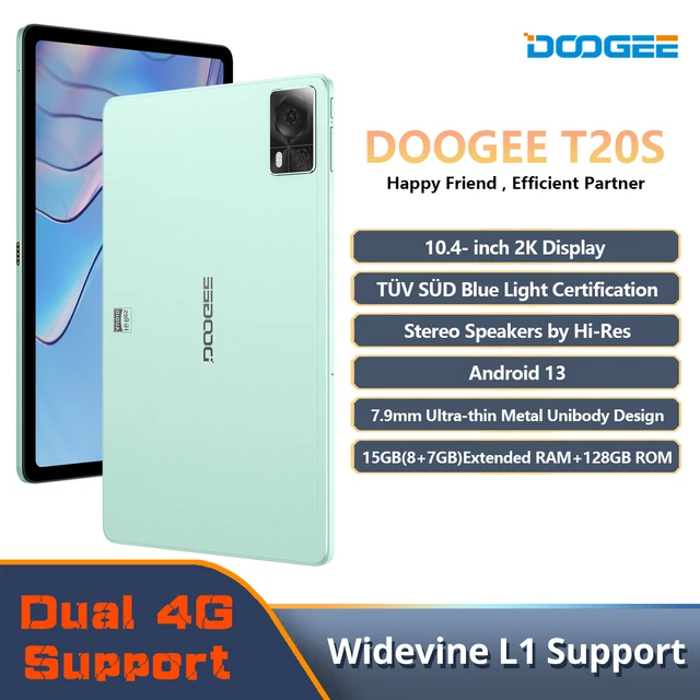 DOOGEE-tableta PC T20S con pantalla 2K de 10,4 pulgadas, Tablet con  certificación TÜV SÜD, 8GB, 128GB, 7500mAh, cámara de 13MP, altavoces de  alta resolución, cuerpo de 7,9mm, Android 13 - AliExpress