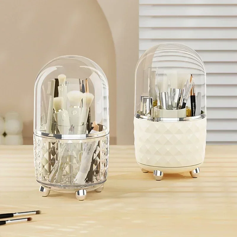 Transparent Cosmetic Storage Box 360° Rotating Makeup Brush Holder Lipstick and Eyelash Brush Storage Jewelry Box 4