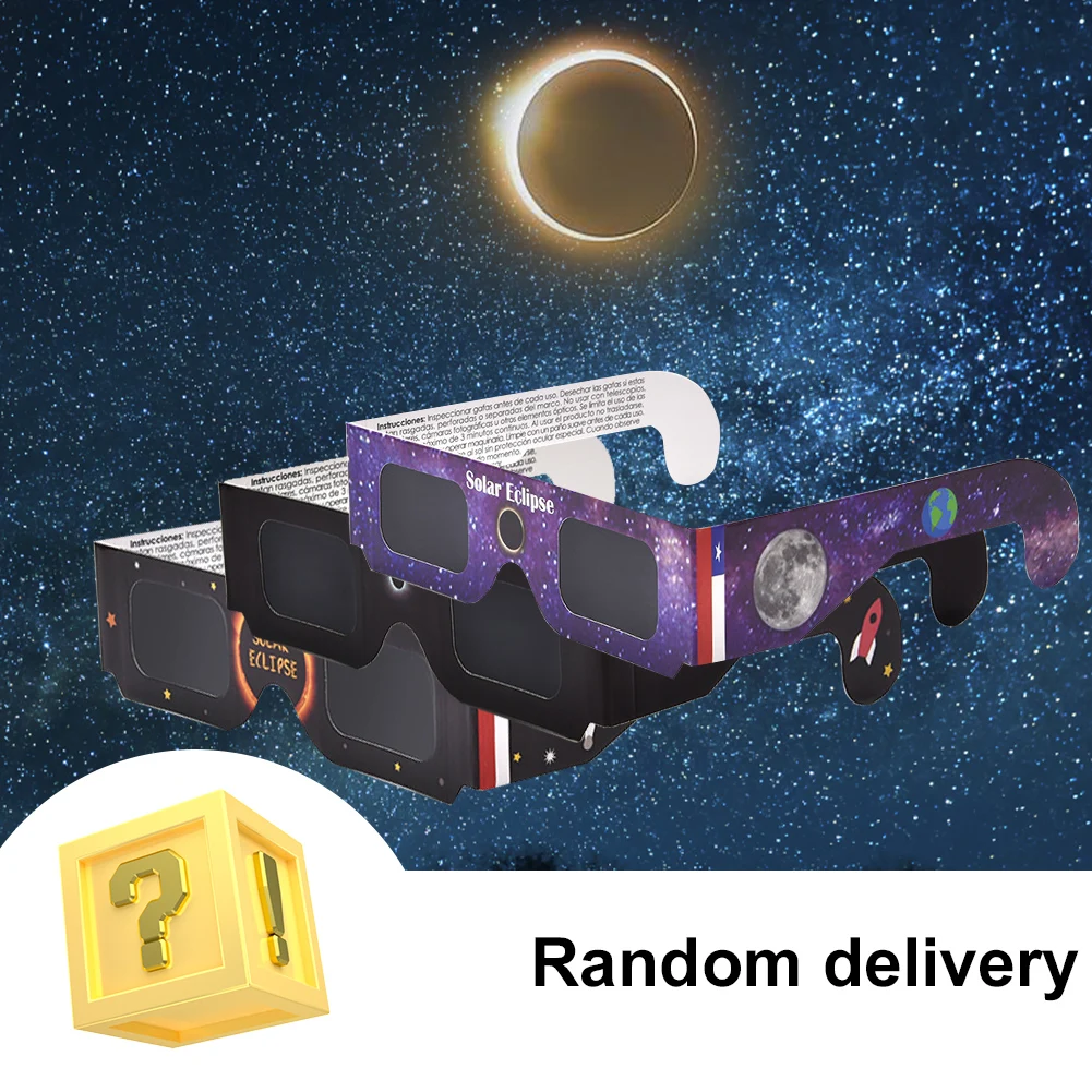 1-8pcs Paper Solar Eclipse Glasses Random Color Protect Eyes Anti-uv Viewing Glasses Safe Shades Observation Solar solar eclipse glasses