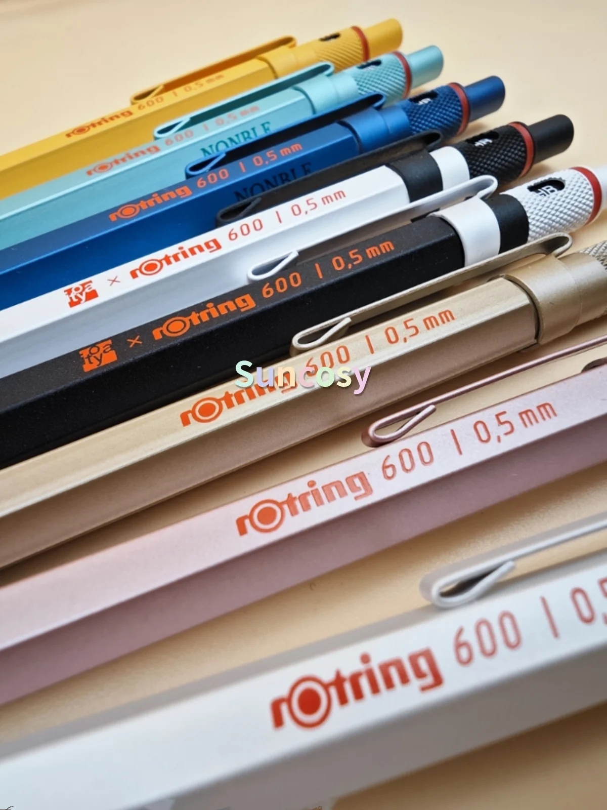 Tring 600-多機能メカニカルペンシルセット,ピンクゴールド,ホワイト