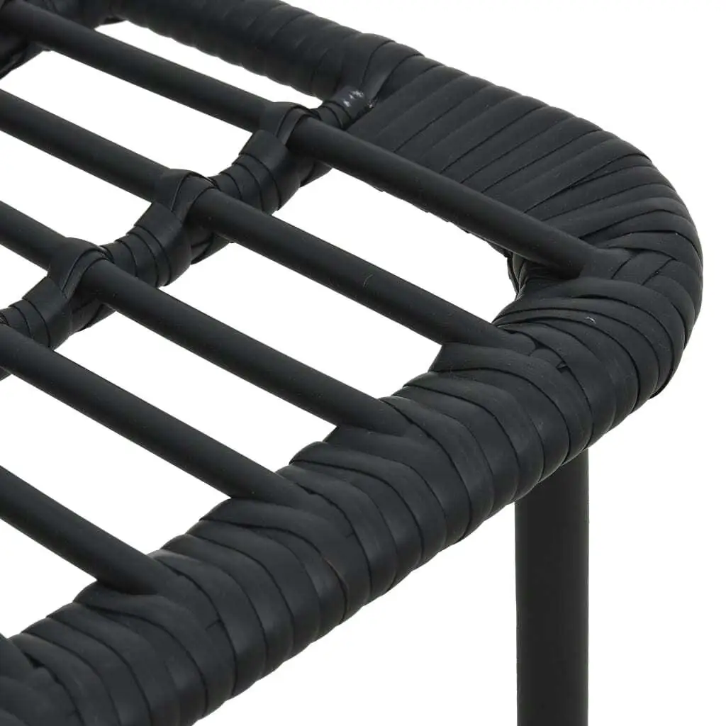 Stylish Black Poly Rattan Dining Set with Powder Coated Steel Frame and Glass Top 31.5 Inch Outdoor Furniture