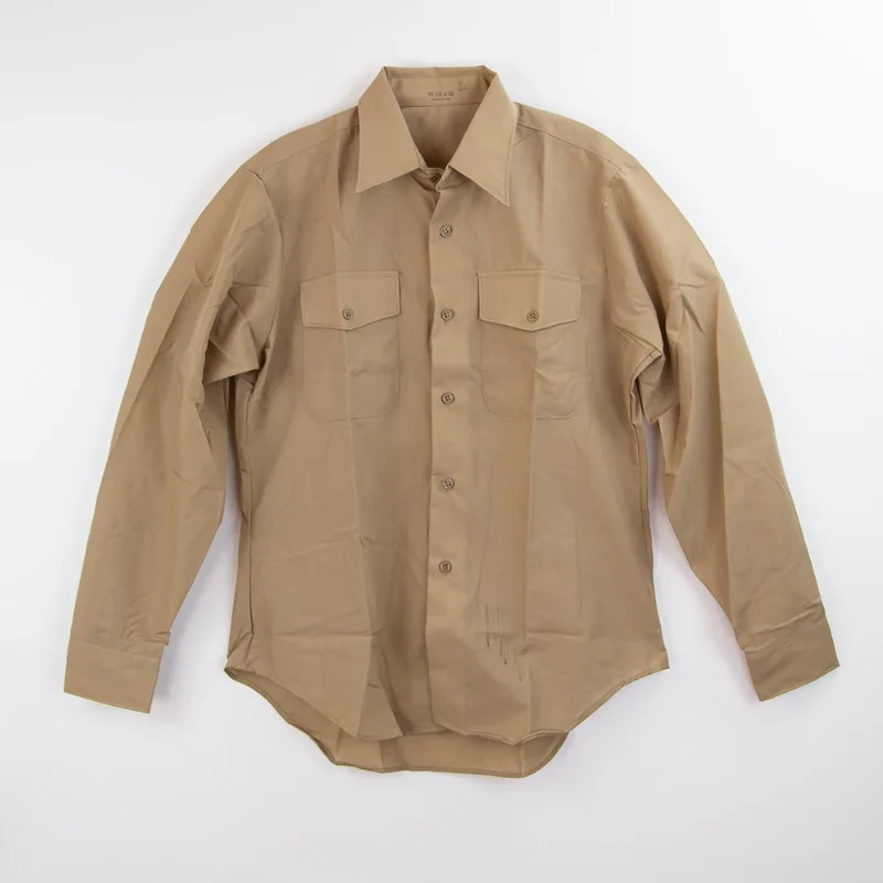 US Military Issued Version Of USMC Marine Corps Khaki Long Sleeved Shirt