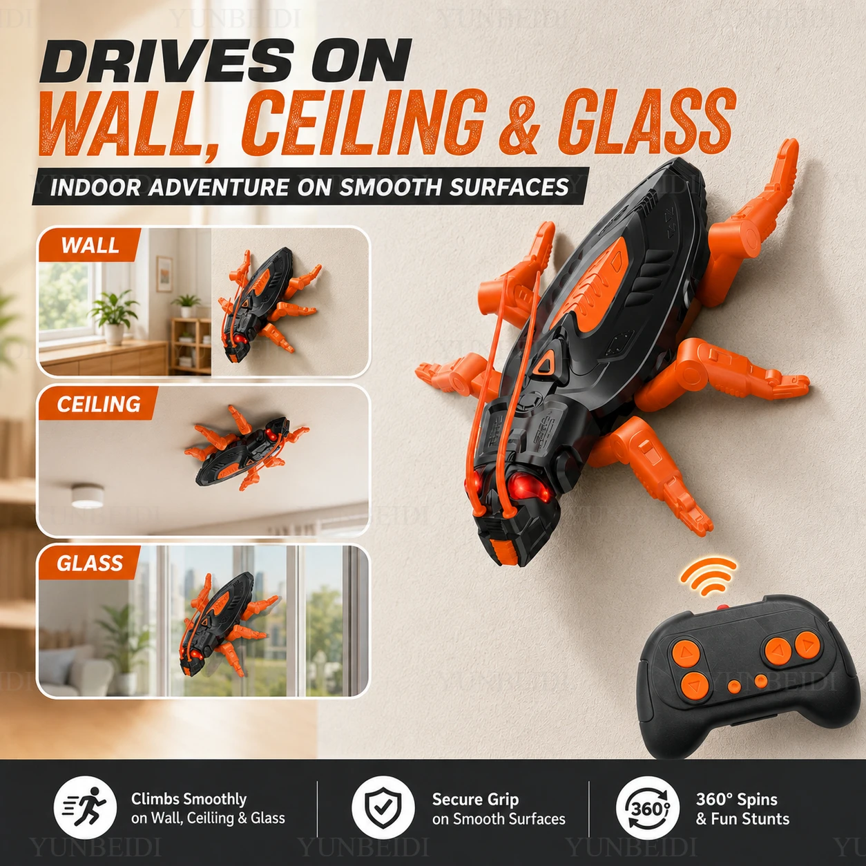 Rc Wall-Climbing Gecko Lizard Cockroach Red-Eye Lights Electric - Image 3