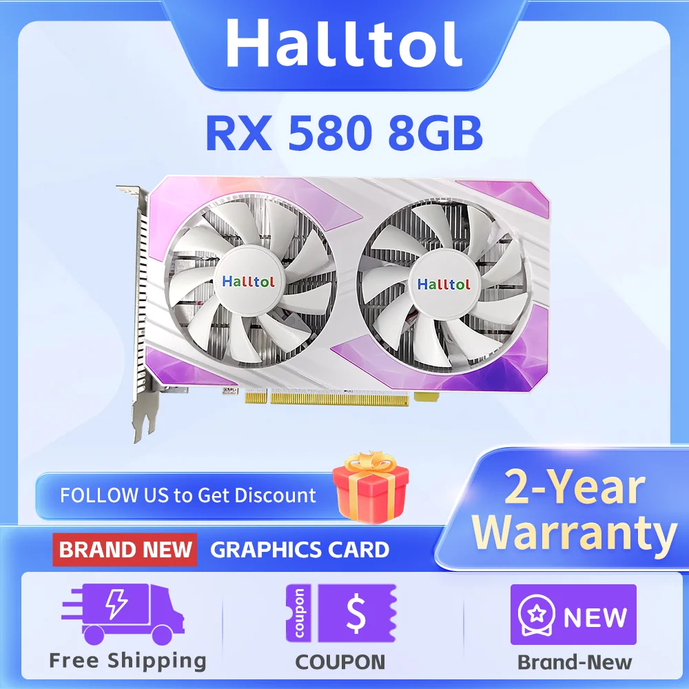 Halltol Amd Rx 580 8Gb 2048Sp Nuovissima Scheda Grafica Da Gioco Gddr5 256Bit Radeon Gpu Rx580 8G Placa De Video