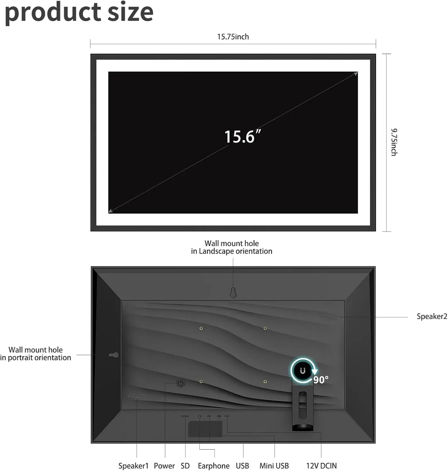 Frameo Digital Picture Frame 10.1/15.6Inch WiFi Electronic Smart Digital Photo Frame 32GB 1920*1080 IPS Touch Screen Auto-Rotate view 6