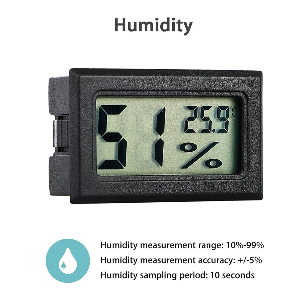 2 In 1 Mini LCD Digital Temperature Humidity Meter Detector Thermograph Indoor Room Instrument With Two LR44 Batteries