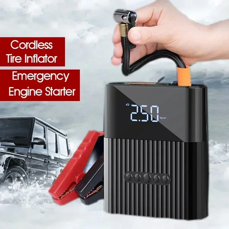 EAFC 2 in 1 Car Jump Starter & Inflator Pump with 1000A Power Bank Emergency Battery Boost Start Device with Anti-reverse Clip