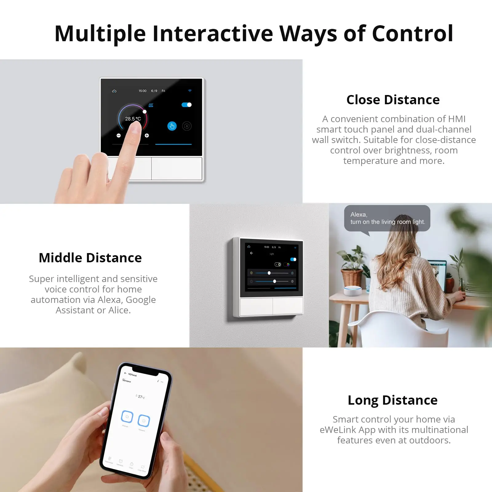 SONOFF NSPanel WiFi interruttore a parete termostato intelligente EU/US  Display della temperatura telecomando tutto in uno per Google Home, Alexa