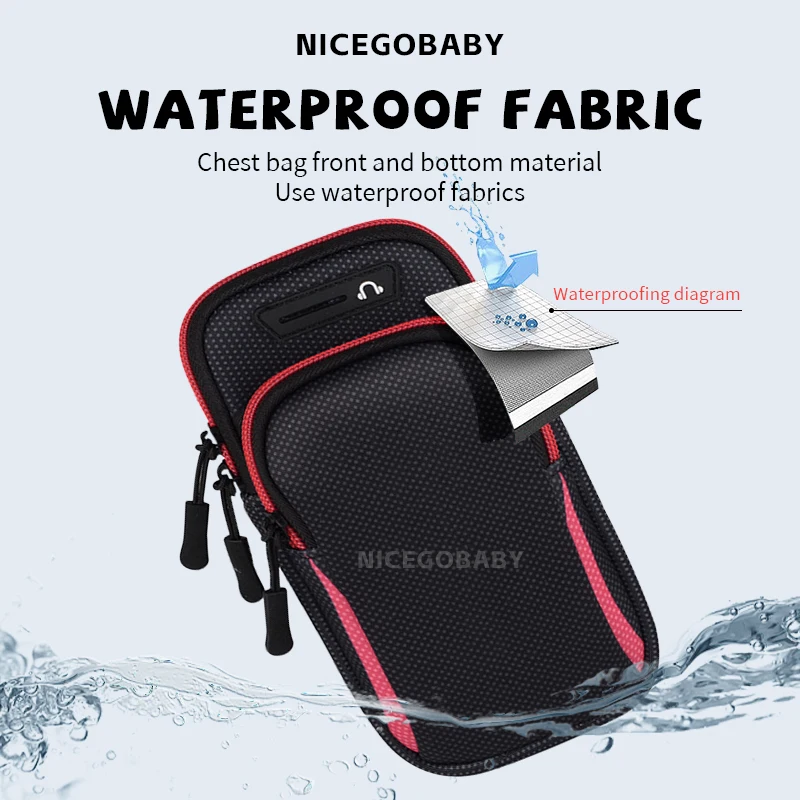 Running phone bag Wrist men's and women's arms universal Apple Outdoor Fitness Gear Waterproof exercise arm cover spot red 3