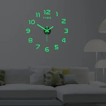 모던 홈 데코 야광 클래식 벽시계, 거실 사무실 장식 시계, DIY 장식, 대형 3D 시계, 디지털 정원