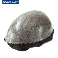 Prothèse capillaire pour homme en cheveux humains indiens, toupée à peau fine injectée 0,12-0,14 mm, densité 130 % 2