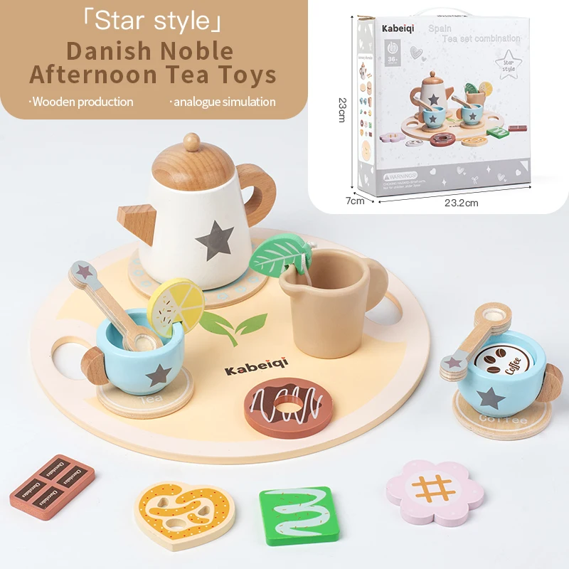 Wooden Tea Party Playset for Kids - Educational Pretend Play Gift Set