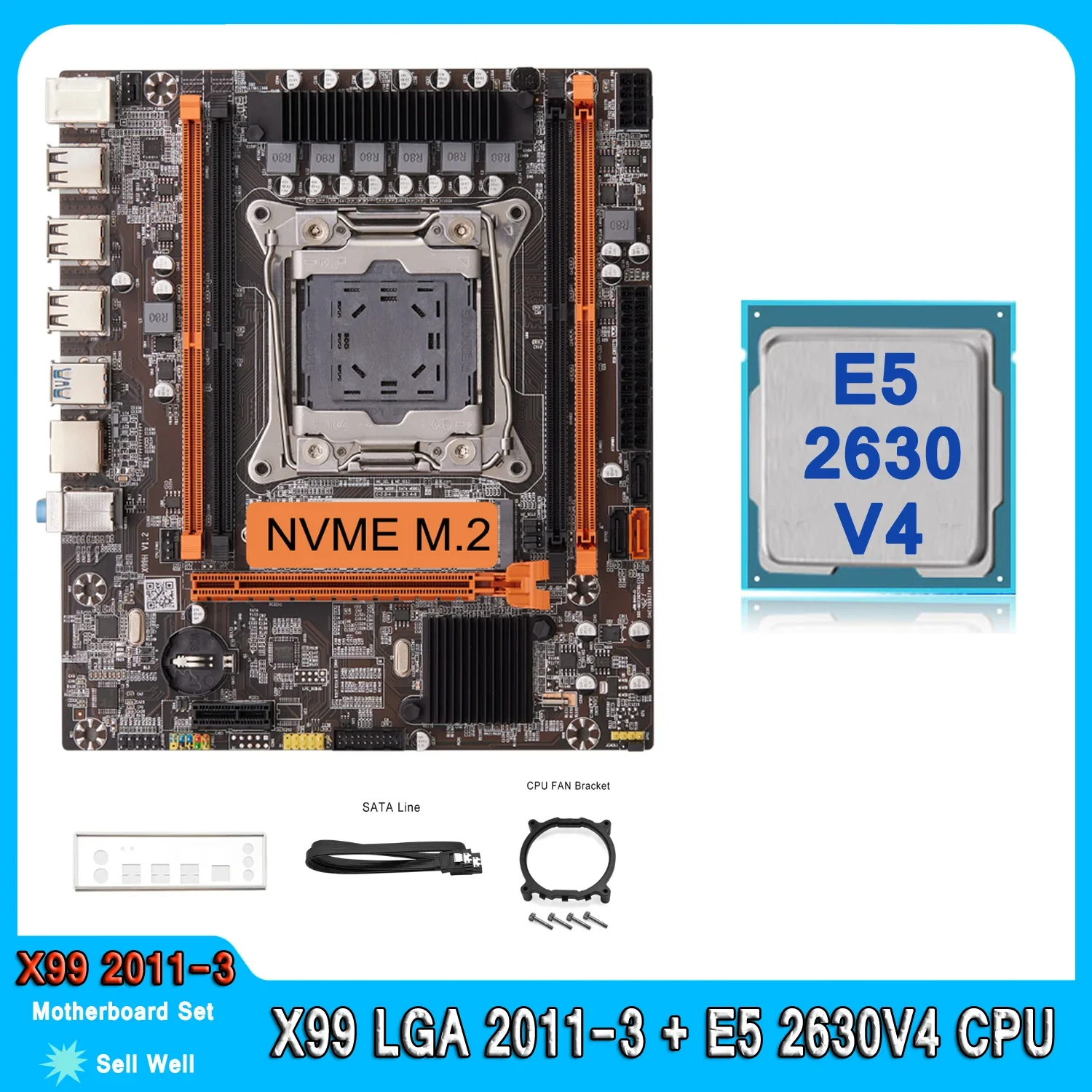 

Набор для материнской платы X99, комплект для процессора Xeon E5 2630 V4 LGA 2011-3, поддержка процессора DDR4 RAM Memory NVME M.2 E5 2630V4, материнская плата