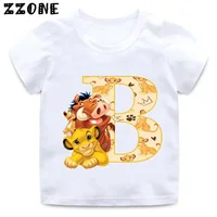 Disney The Lion King Cute Simba Letter A B C D Print Kids T-Shirts Girls Clothes Baby Boys T shirt Summer Children Tops,ooo5924 2