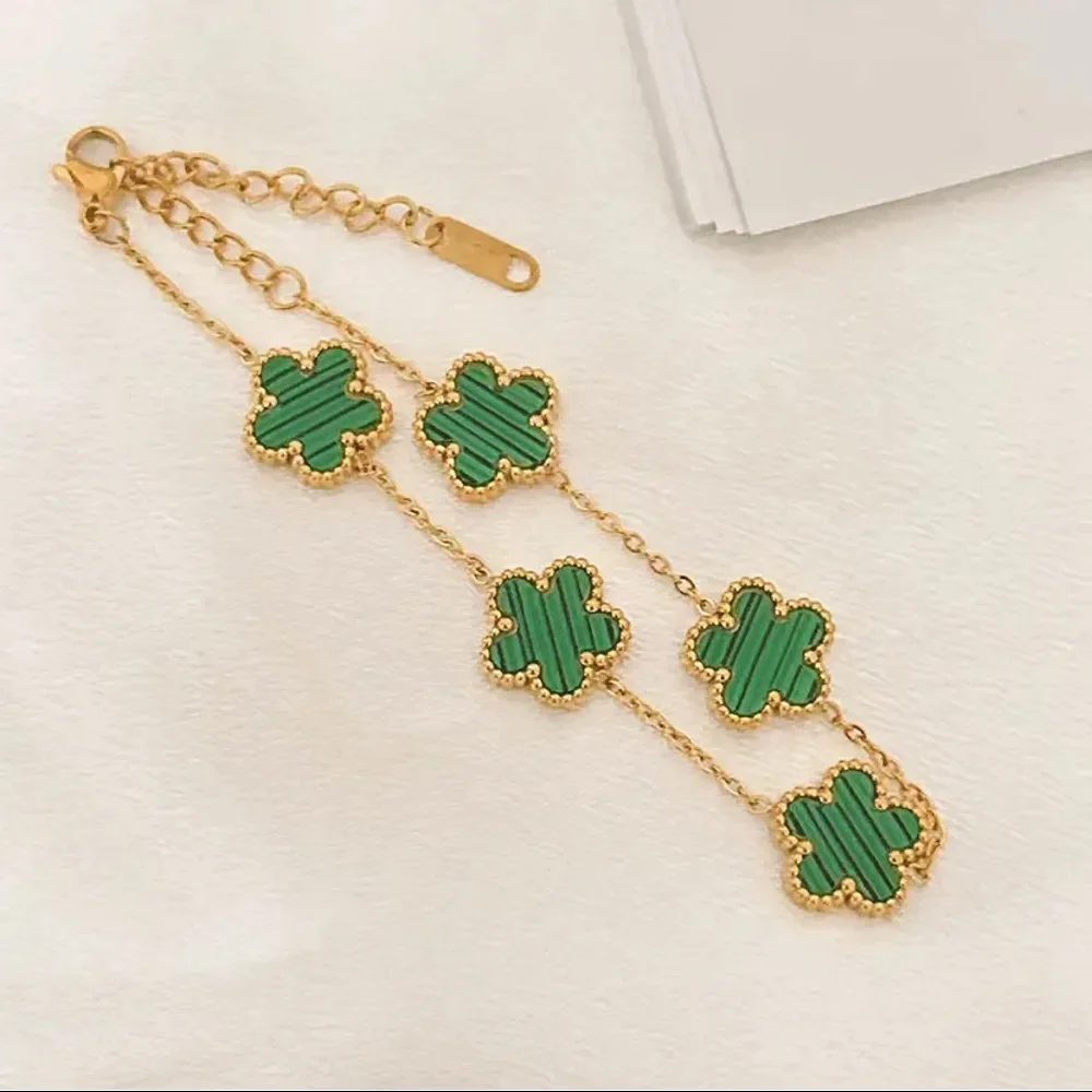 New Hot Trendy Luxury Five Leaf Flower Necklace Jewelry Earrings for Women Gift Fashion 316L Stainless Steel Clover Bracelets - Image 4