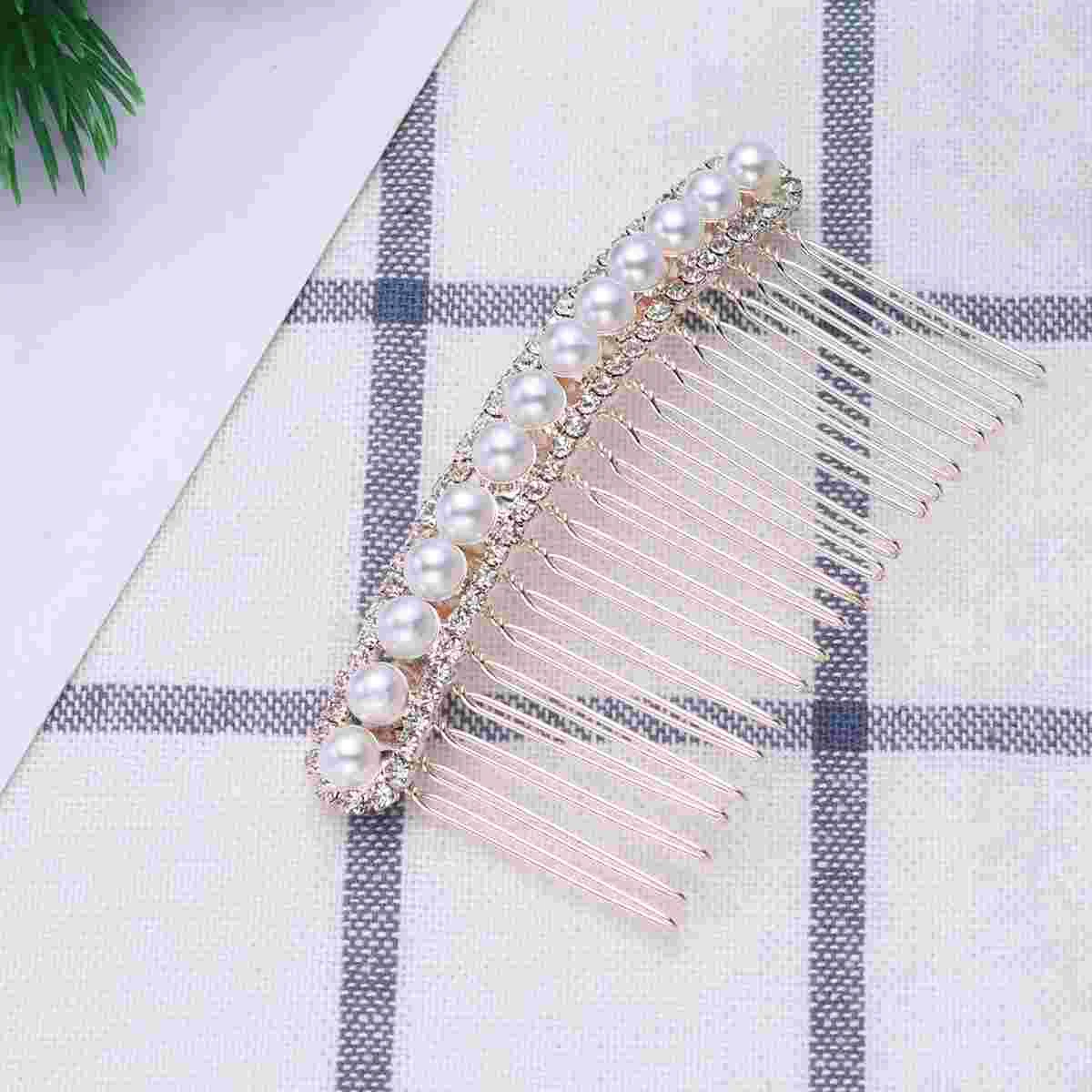 

1PC Pearl Hair Comb Rhinestone Inlay Headdress Alloy Insert Comb Bridal Hair Accessories Hair Decoration