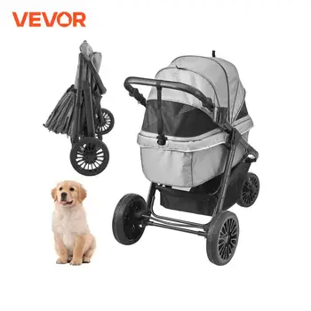 VEVOR Pet Stroller Carrier Dog Cat Strollers Lightweight Travel Rotate with Brakes Pet Pad Cup Holder for Puppy Dog Accessories 1