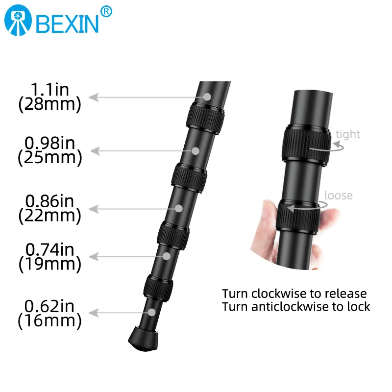 BEXIN 휴대용 여행용 모노포드 브래킷, 디지털 DSLR 카메라용 삼각대 볼헤드 장착, 전문가용 알루미늄 합금, P285A
