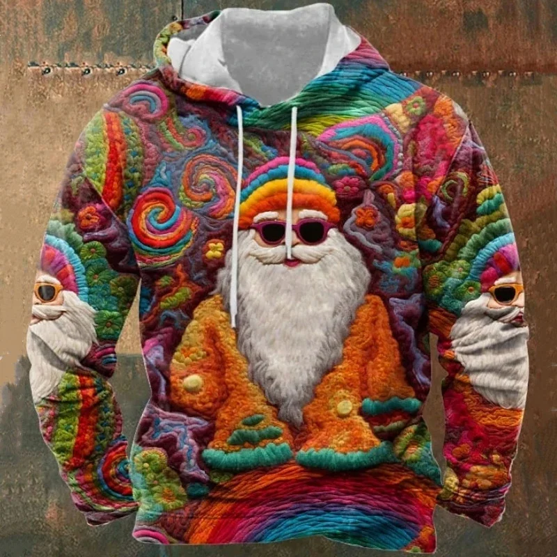 Lustiger 3D-Hoodie mit Weihnachtsmann-Print für Männer und Frauen, modisch, kreative Persönlichkeit, langärmelige Kapuzenkleidung, lockeres, lässiges Sweatshirt_voghion.com
