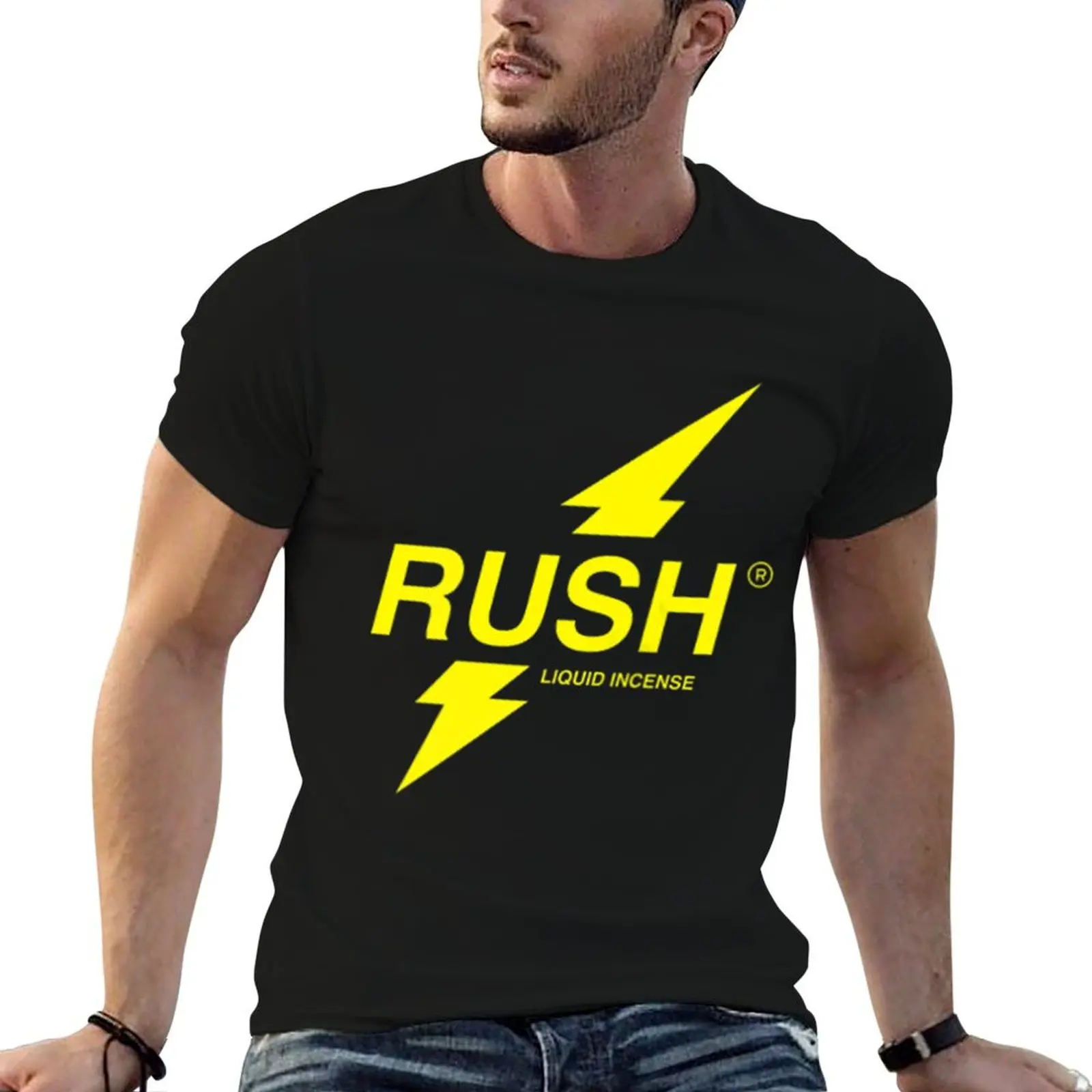 Mens Rush Poppers Liquid Incense The Original Gay Bottom Chest T-Shirt man t shirt heavy cotton T-Shirt
