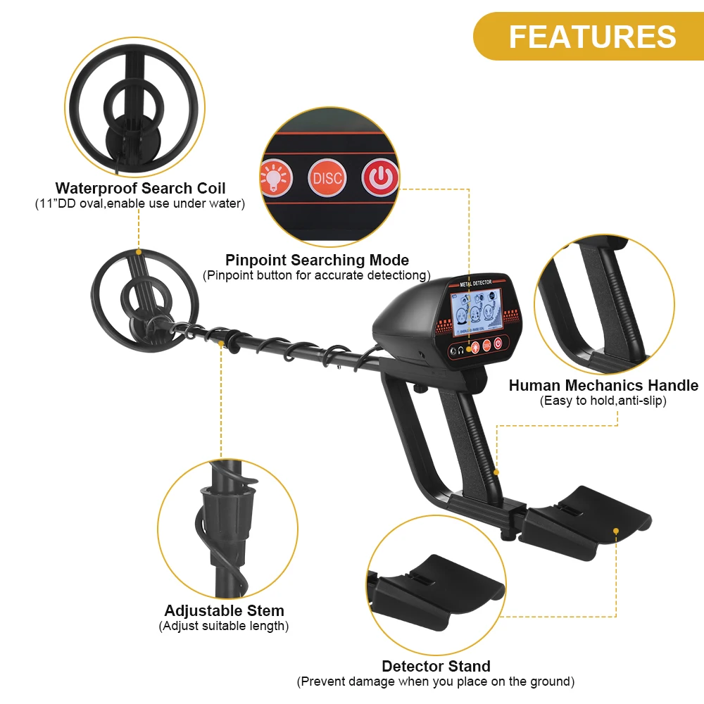 LCD Display MD 4070 Metal Detector Gold Digger Treasure Hunter Adjustable Sensitivity Waterproof Search Coil Detect