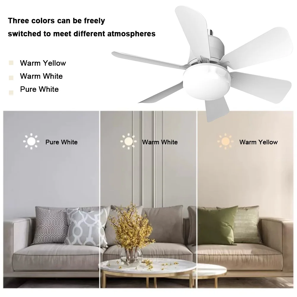 Modern White Ceiling Fan with LED Light and Remote Control