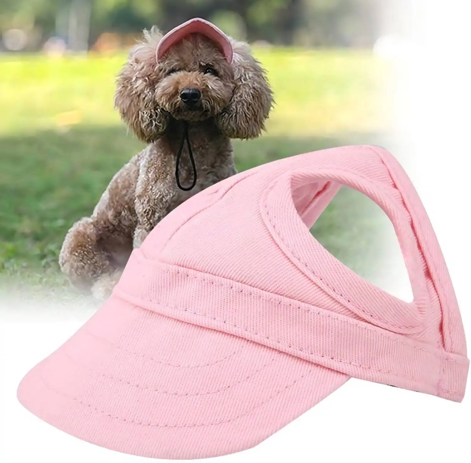 Gorra de béisbol para mascotas al aire libre, visera informal de lona para perros, sombreros de protección solar con orificios para las orejas para accesorios para disfraces