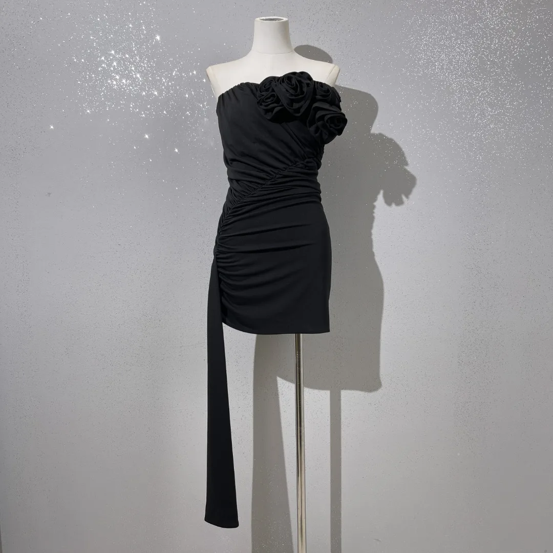 

Floral decoration fishbone slim bodycon dress casual fashion 2023 summer new 0411